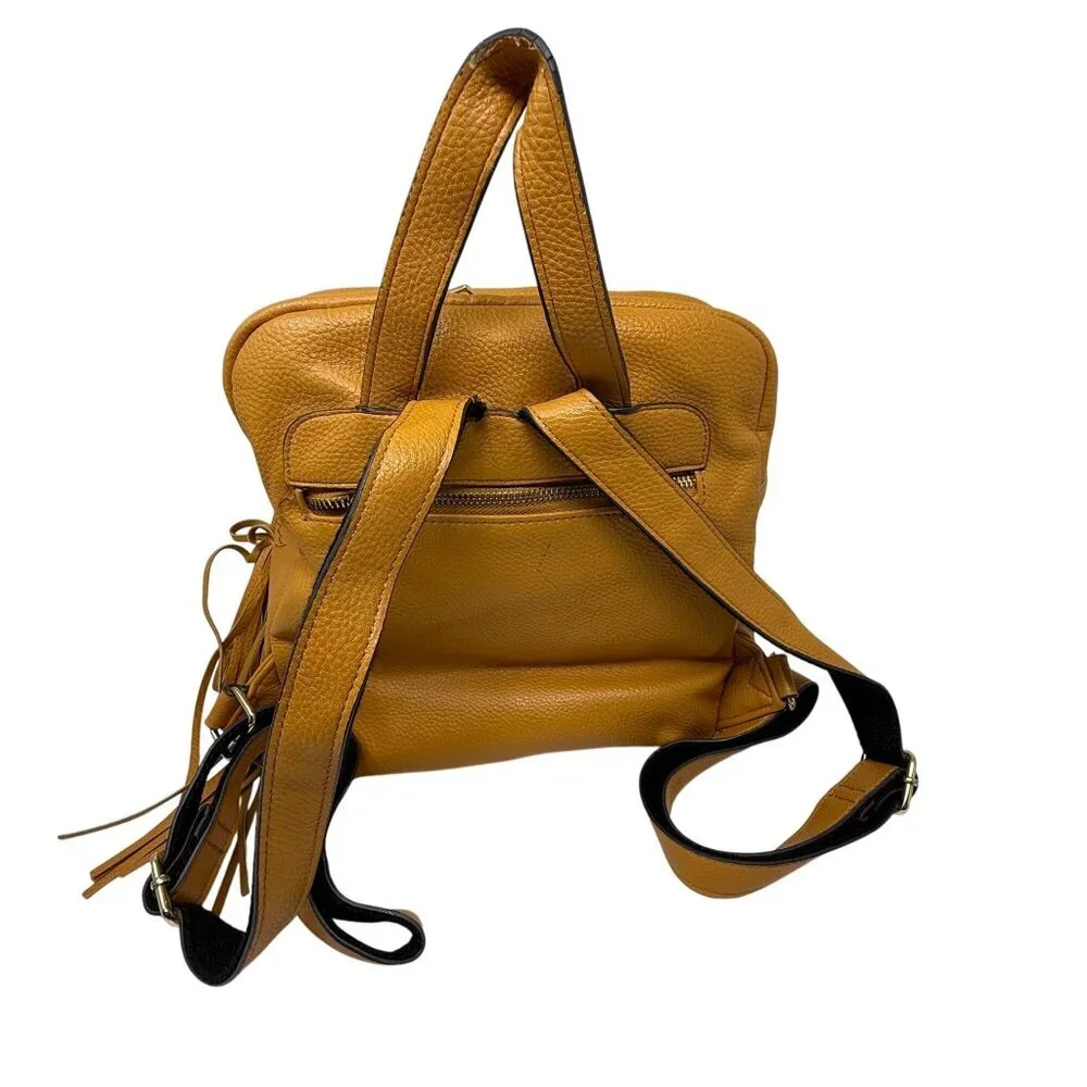 Steve Madden Mustard Yellow Faux Leather Embossed Logo Mini Backpack  Tassel